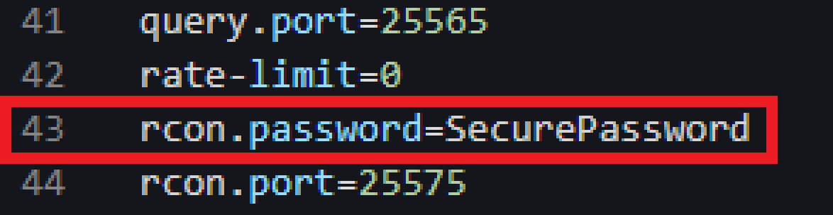 Screenshot of RCON password