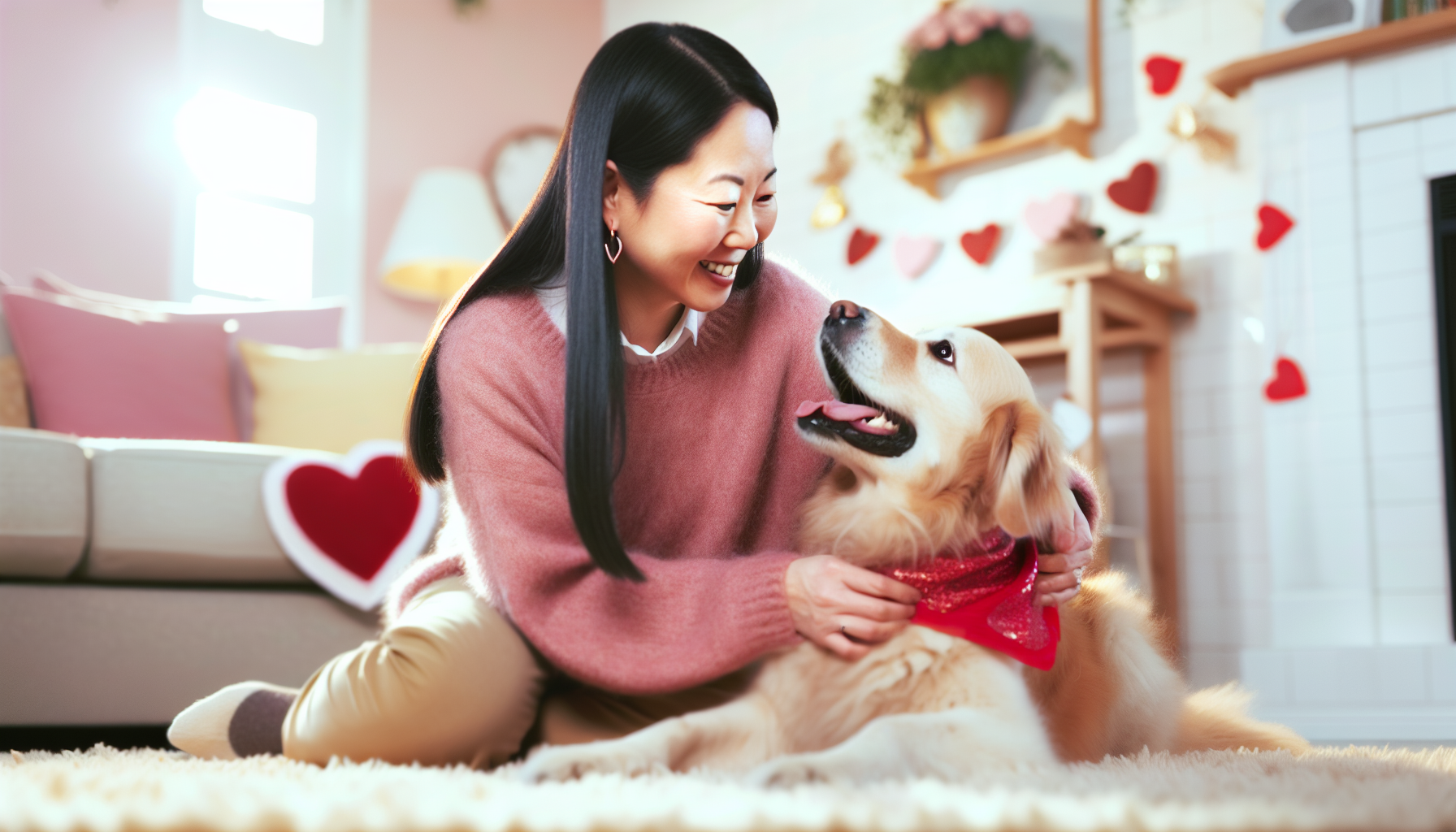 A heartwarming moment between a pet and its owner on Valentine's Day