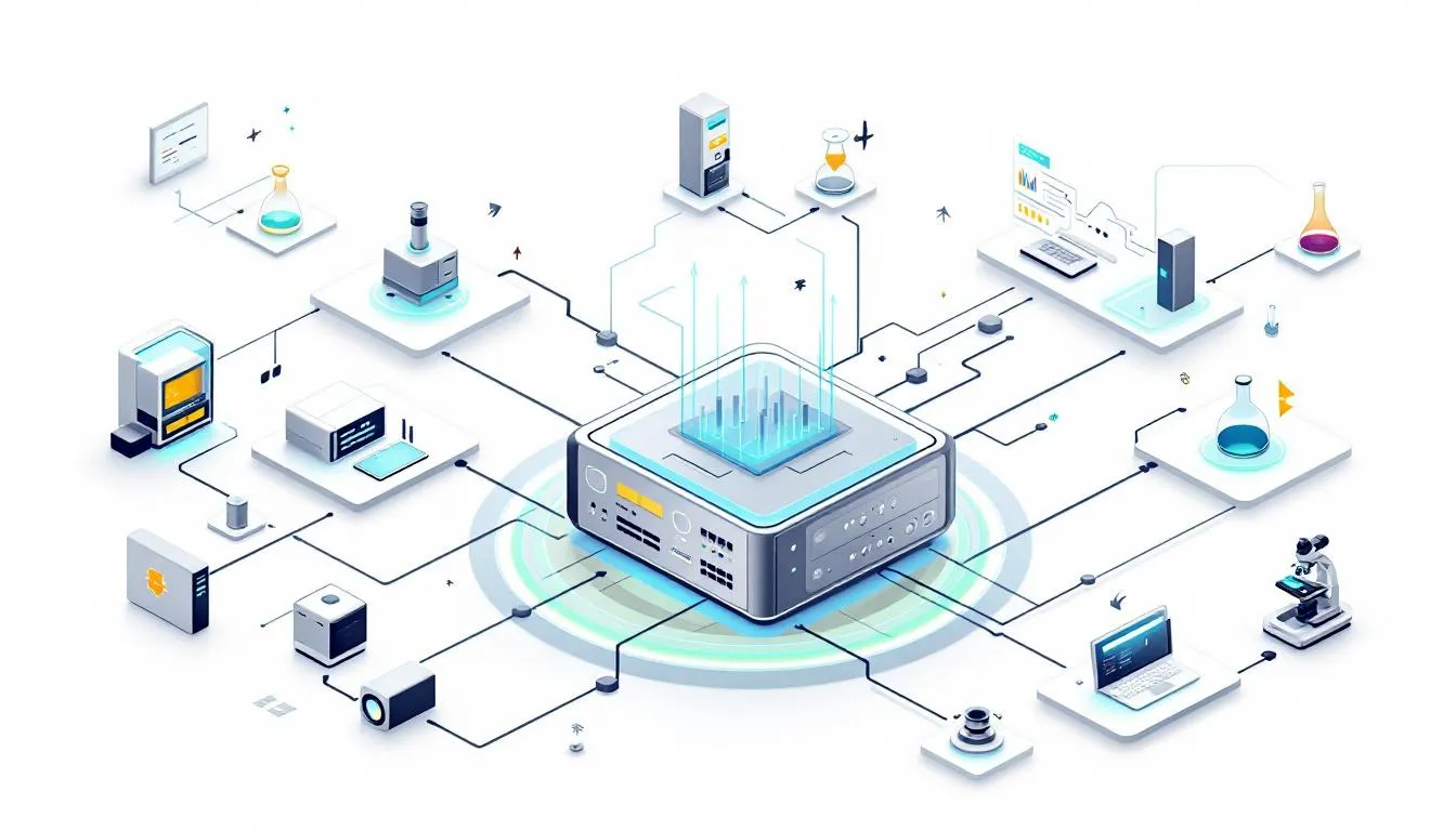An illustration of instrument integration for accurate data capture in a laboratory environment.