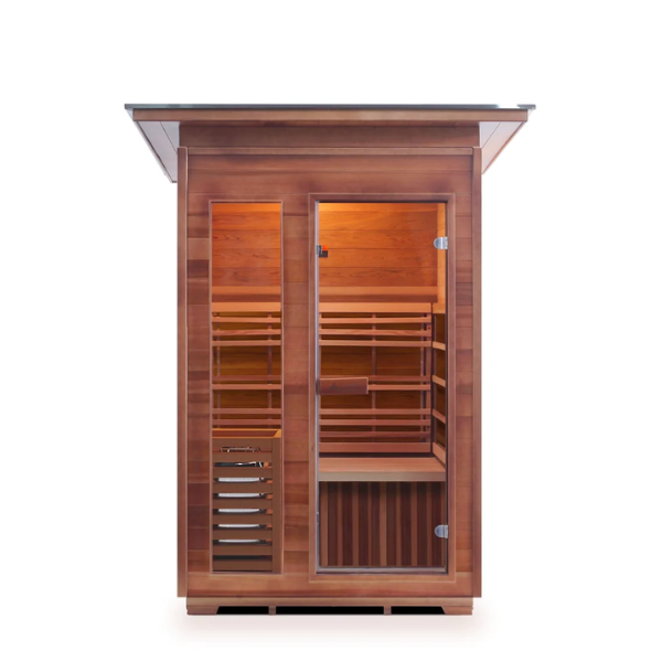 Image of the Enlighten Dry Traditional Sauna SunRise 2 Slope 2 Person Outdoor Sauna, in stock today