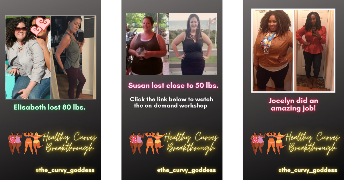 clients. Elisabeth, Jocelyn, and Susan's results from Healthy Curves personal training program