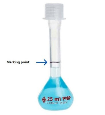 Volumetric flask with precise volume markings