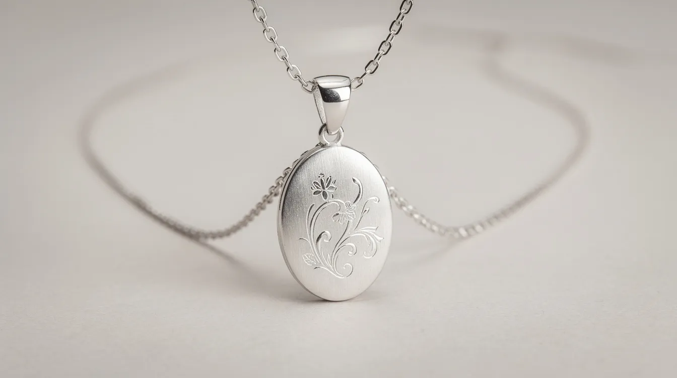 This image features an elegant silver pendant necklace with delicate engravings, resting on a neutral background, making it a perfect personalised gift for mum that she'll treasure. Ideal for special occasions like Mother's Day or birthdays, this bespoke jewellery piece expresses appreciation and love.