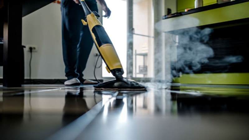 hot steam mopping for vinyl surface