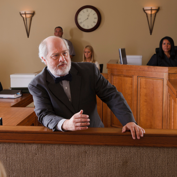 Image showing a personal injury lawyer in court settling a case.