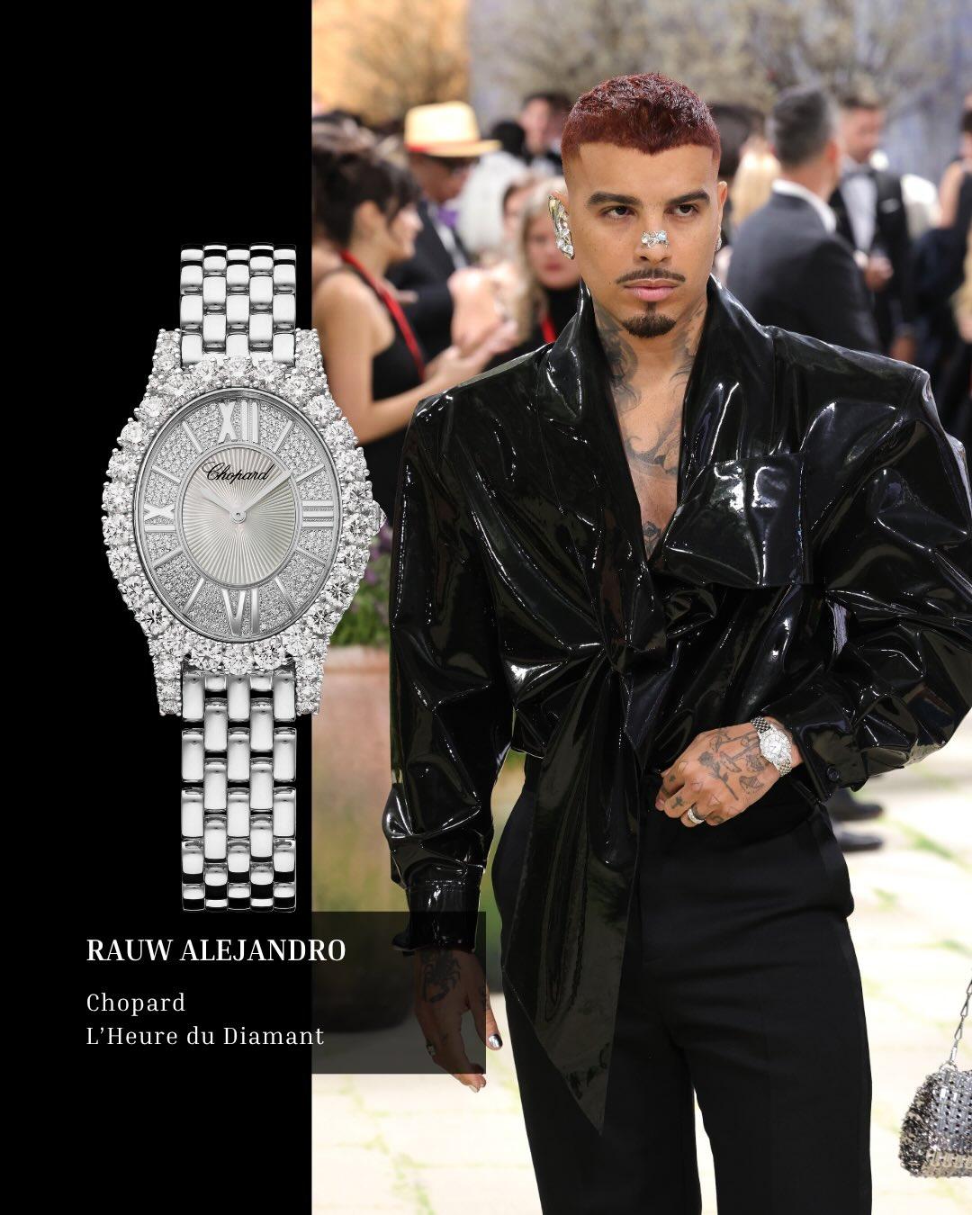 Rauw Alejandro memakai Chopard L’Heure du Diamant 18K white gold dengan 5,06 karat berlian di Met Gala 2026.