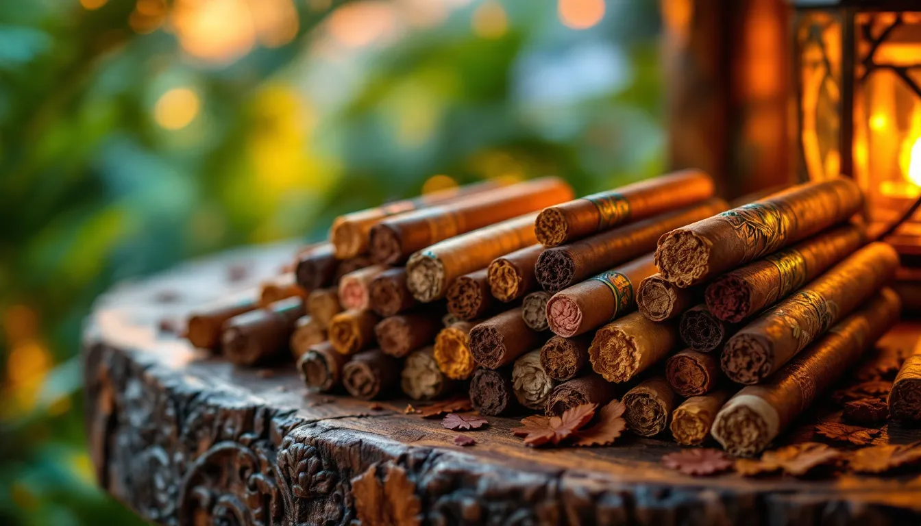 A variety of handmade Nicaraguan cigars displayed.