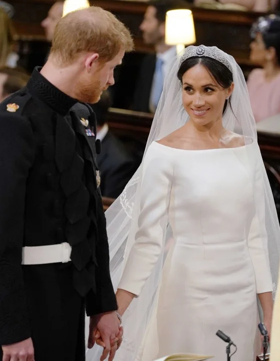 Meghan Markle smiling on her wedding day