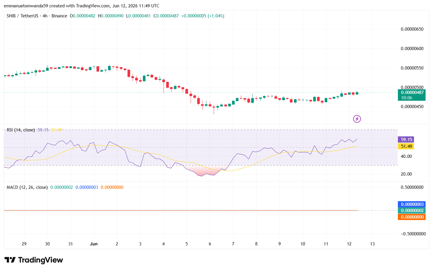 Graphique SHIB/USDT : TradingView
