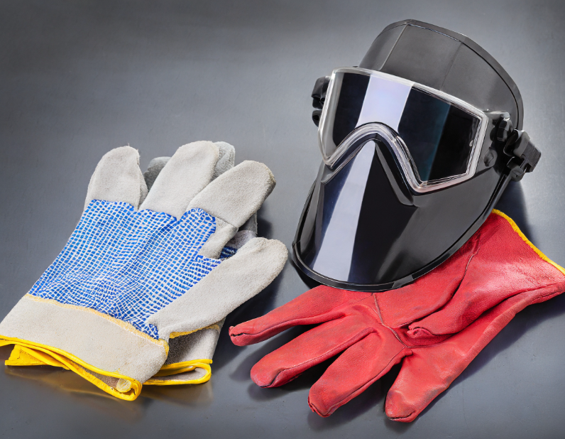 welding gloves and welding helmet - welding protective equipment - protect welders against potential hazards
