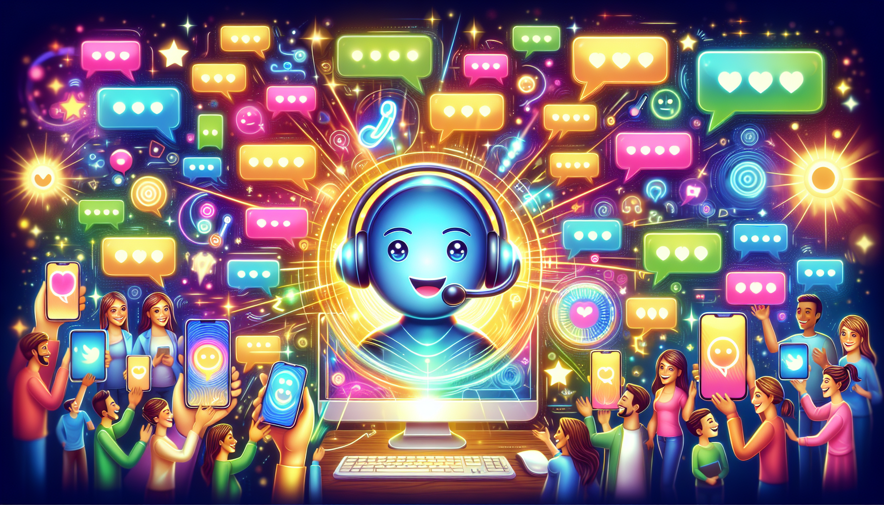 An illustration of conversational AI and virtual assistants enhancing customer experience.