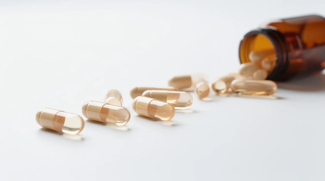 The image features probiotic supplement capsules neatly arranged on a clean surface, highlighting their potential role in improving sleep quality and addressing sleep disorders through the influence of gut bacteria on sleep regulation. These capsules may support better sleep patterns and overall well-being by promoting a healthy gut microbiome.