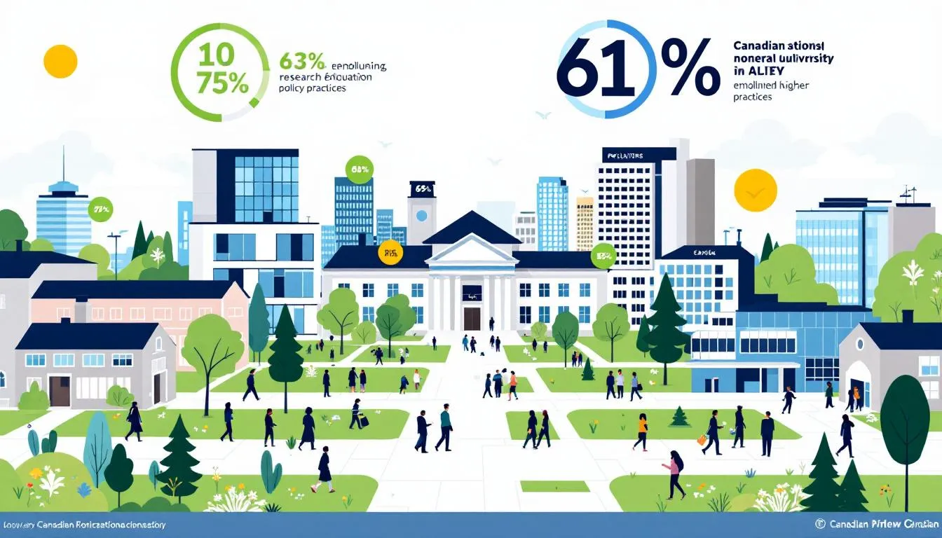 Une vue d'une université canadienne, illustrant les établissements d'enseignement supérieur.