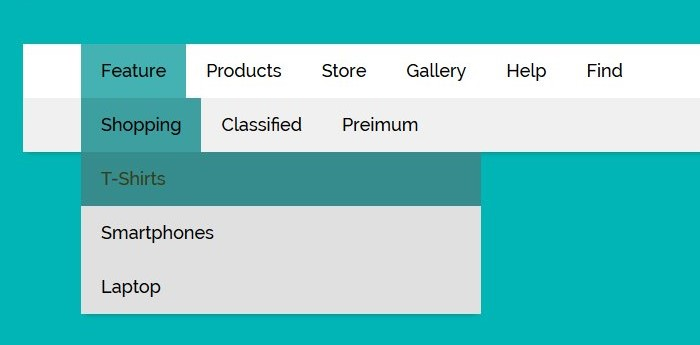 Website menu shop types