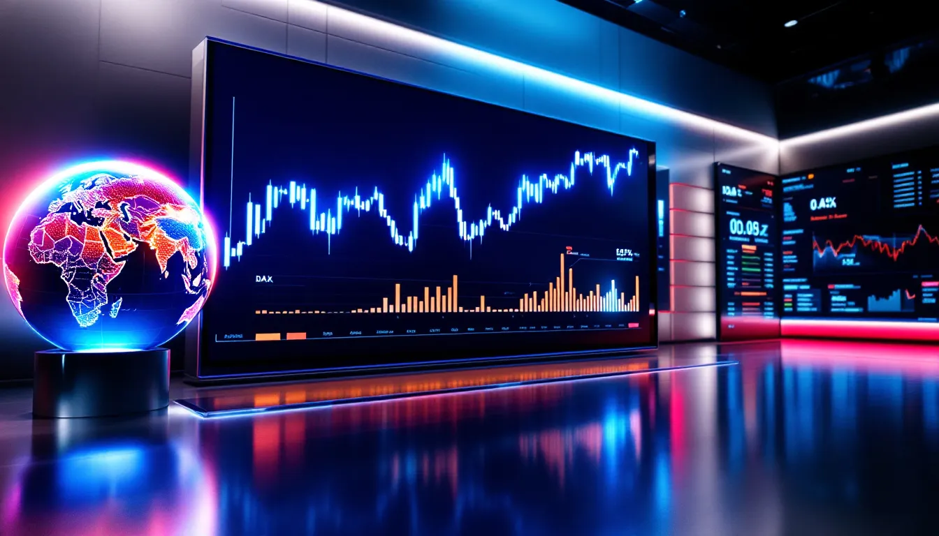 The impact of global markets on the DAX, with visual representations of market influences.