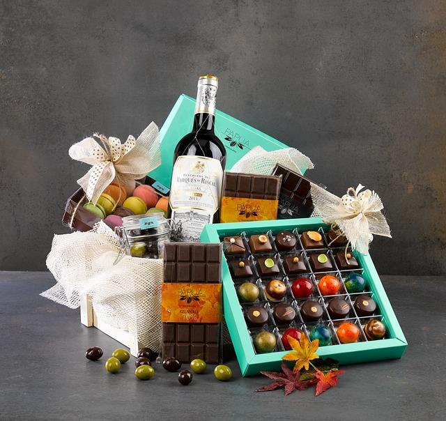 Wine and chocolate personalized gift baskets