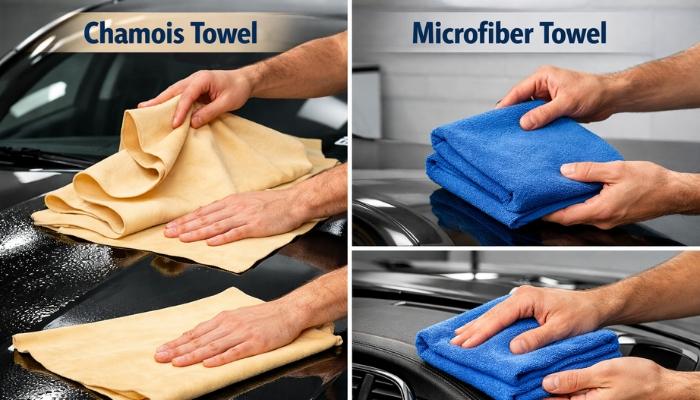 The method to use chamois towel vs microfiber towel