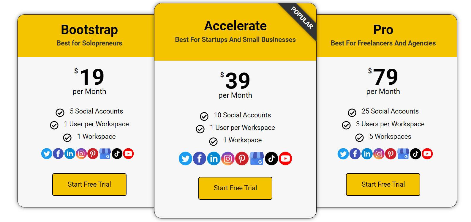 SocialBee plan pricing tiers