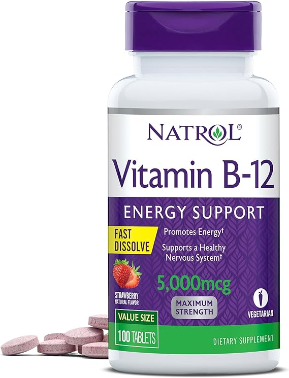 Suplemento de vitamina B12 da Natrol. Fonte da imagem: site oficial da marca.