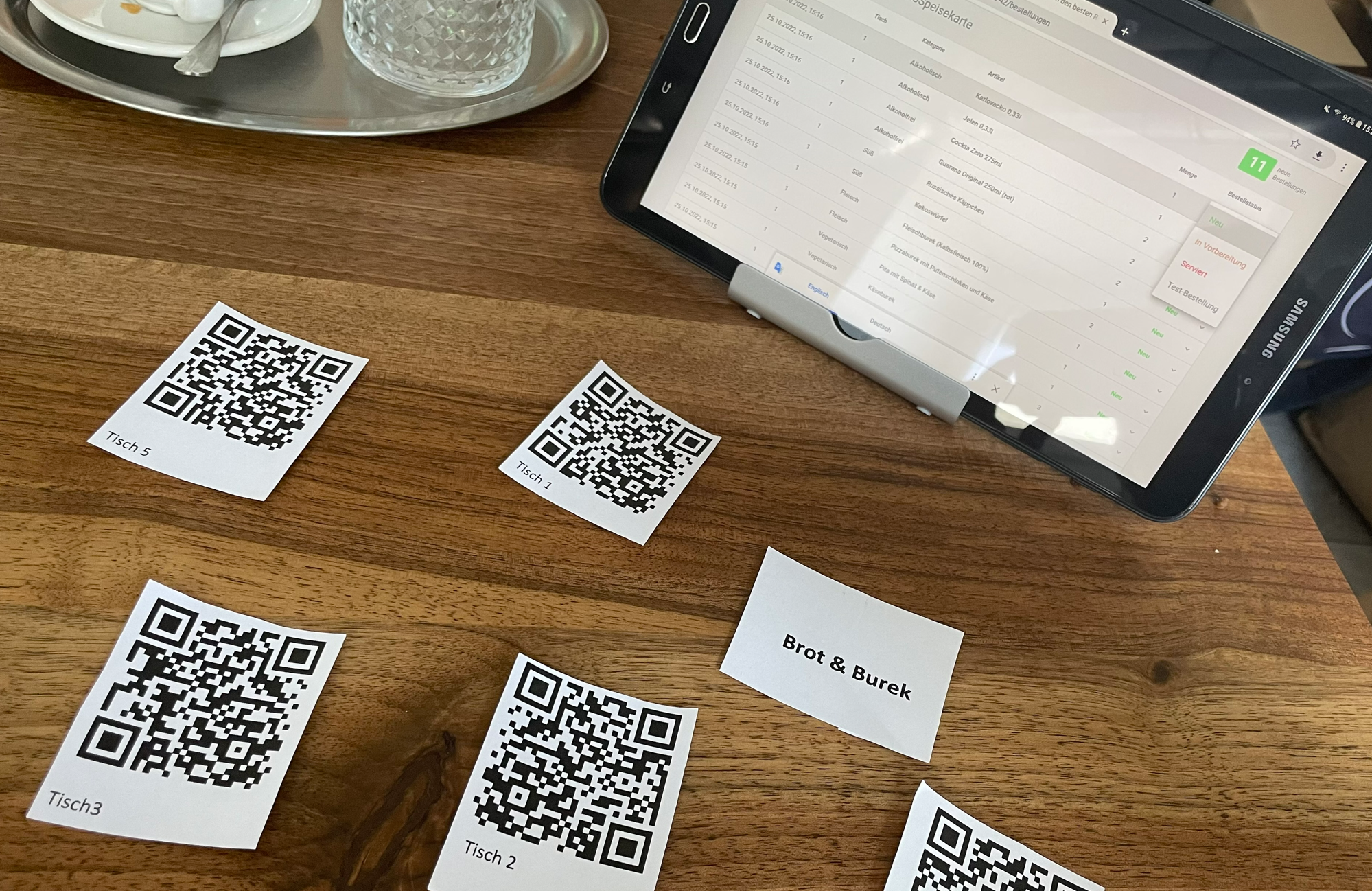 Digitale Speisekarte und Qr-Codes im Einsatz