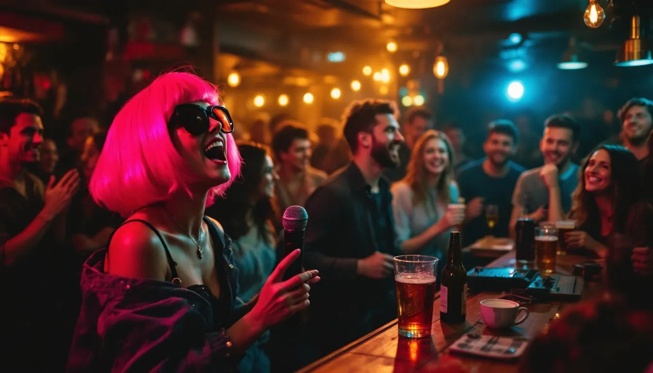 En sjov karaoke aften på en bar i Krakow.