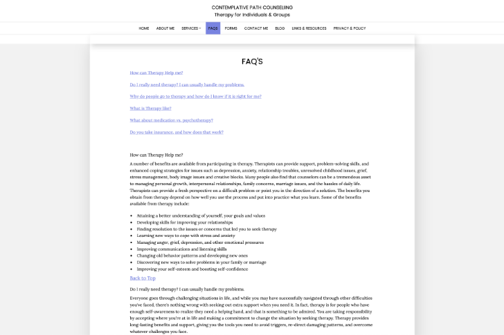 Therapy Website Design Example FAQs
