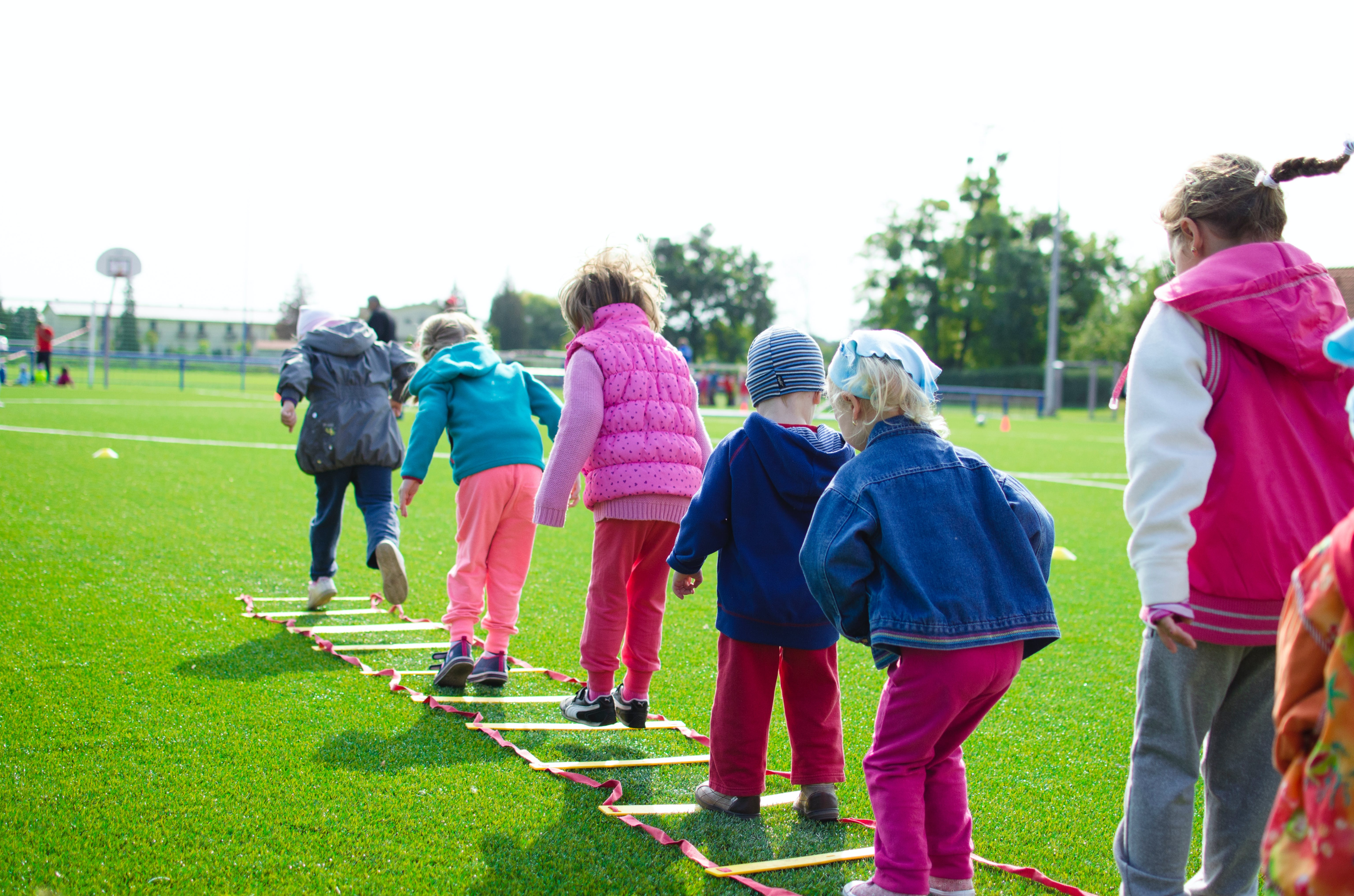 Children at school playing outdoors.