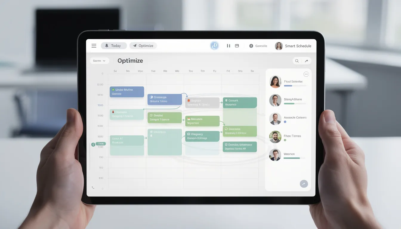Un sistema de programación de citas impulsado por inteligencia artificial muestra un calendario optimizado en la pantalla de una tableta, diseñado para facilitar la gestión de reservas en salones de belleza y centros de estética. Este sistema ayuda a los propietarios a mejorar la experiencia del cliente y a automatizar el proceso de citas.