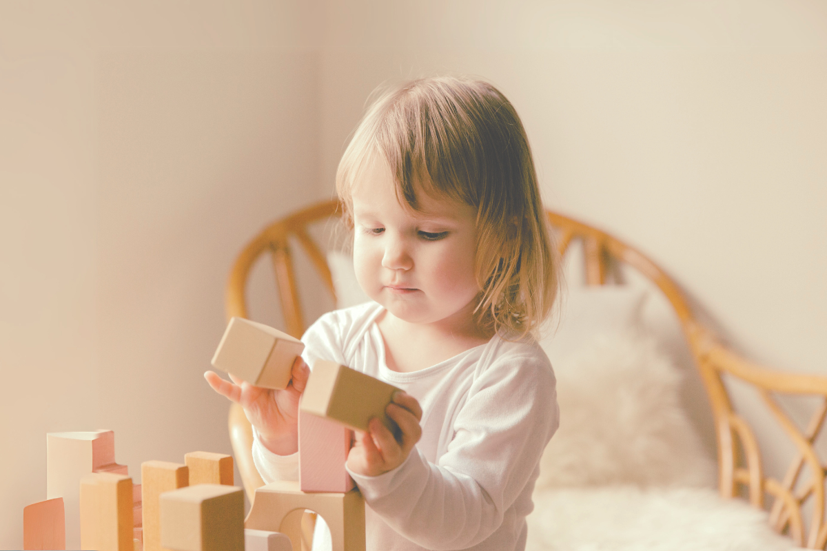 Child solving a puzzle