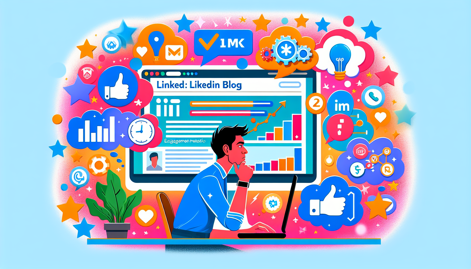 An illustration showing the optimization of a LinkedIn blog for success.