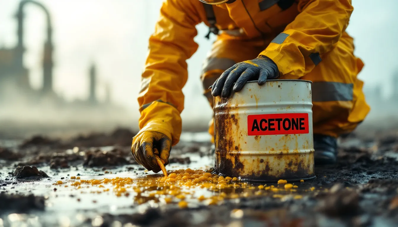 An illustration showing various hazardous materials in a clean up scenario.
