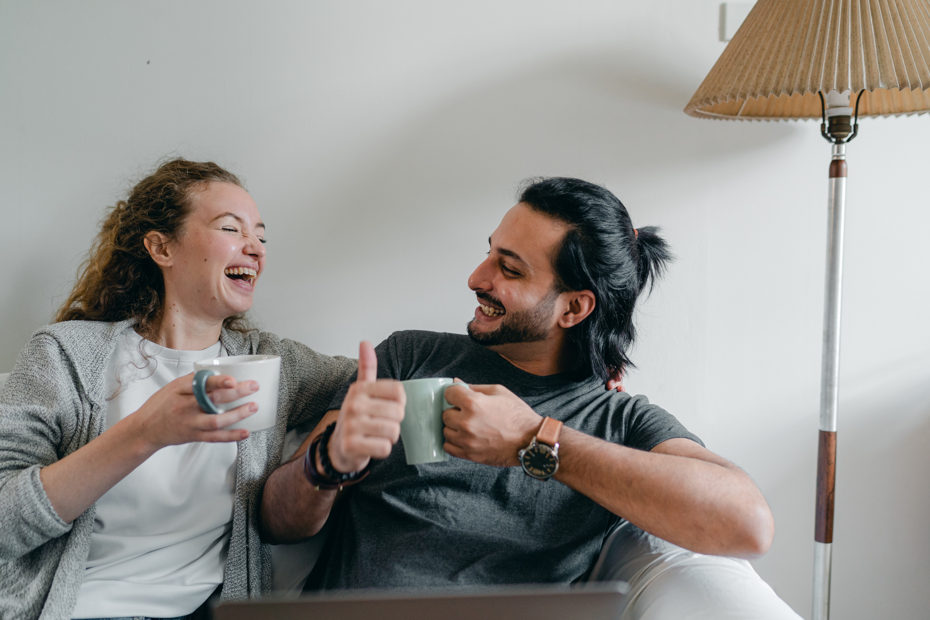 couple enjoying coffee at home