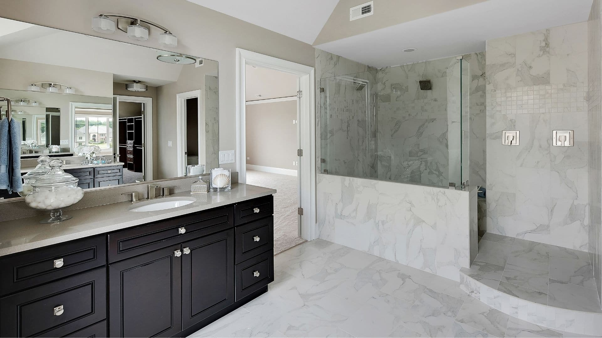 Elegant bathroom with large walk-in shower