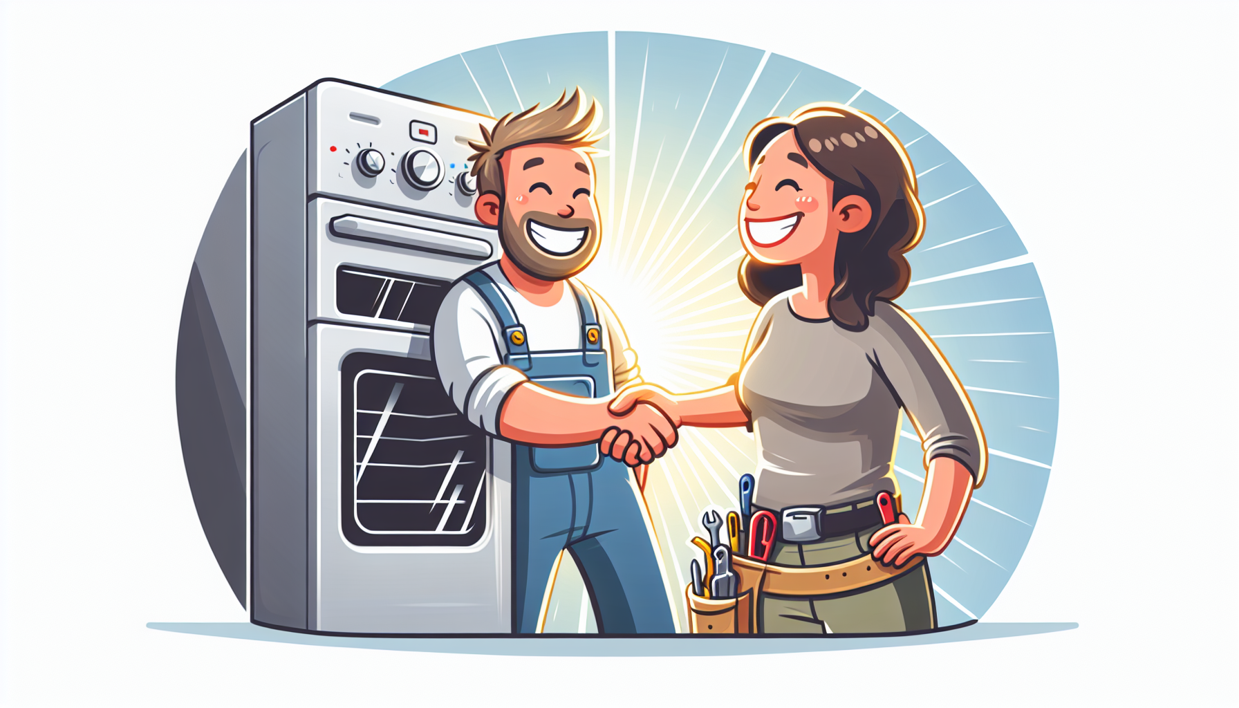 A satisfied customer receiving appliance repair service, representing customer satisfaction in Joplin.