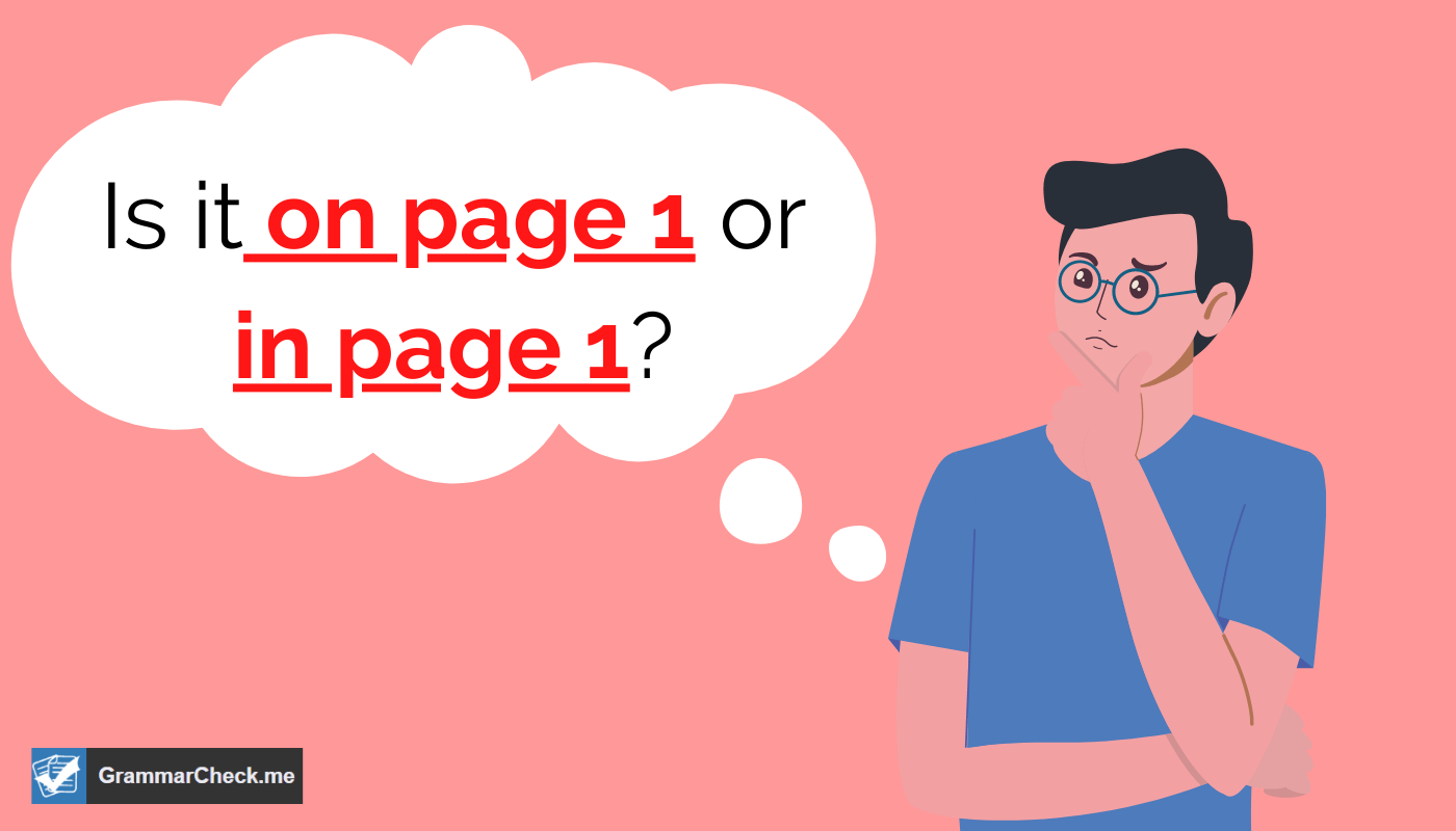 picture of a man thinking about the difference between on the page or in the page