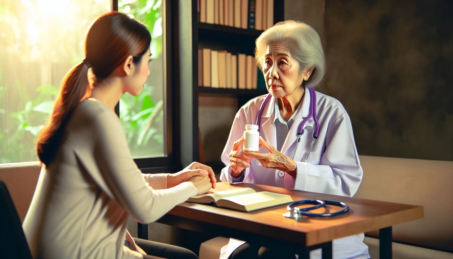 A senior person consulting with a healthcare provider