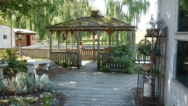 gazebo, deck, shade