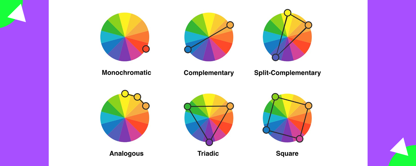 split complimentary color scheme for website or app in UX Design