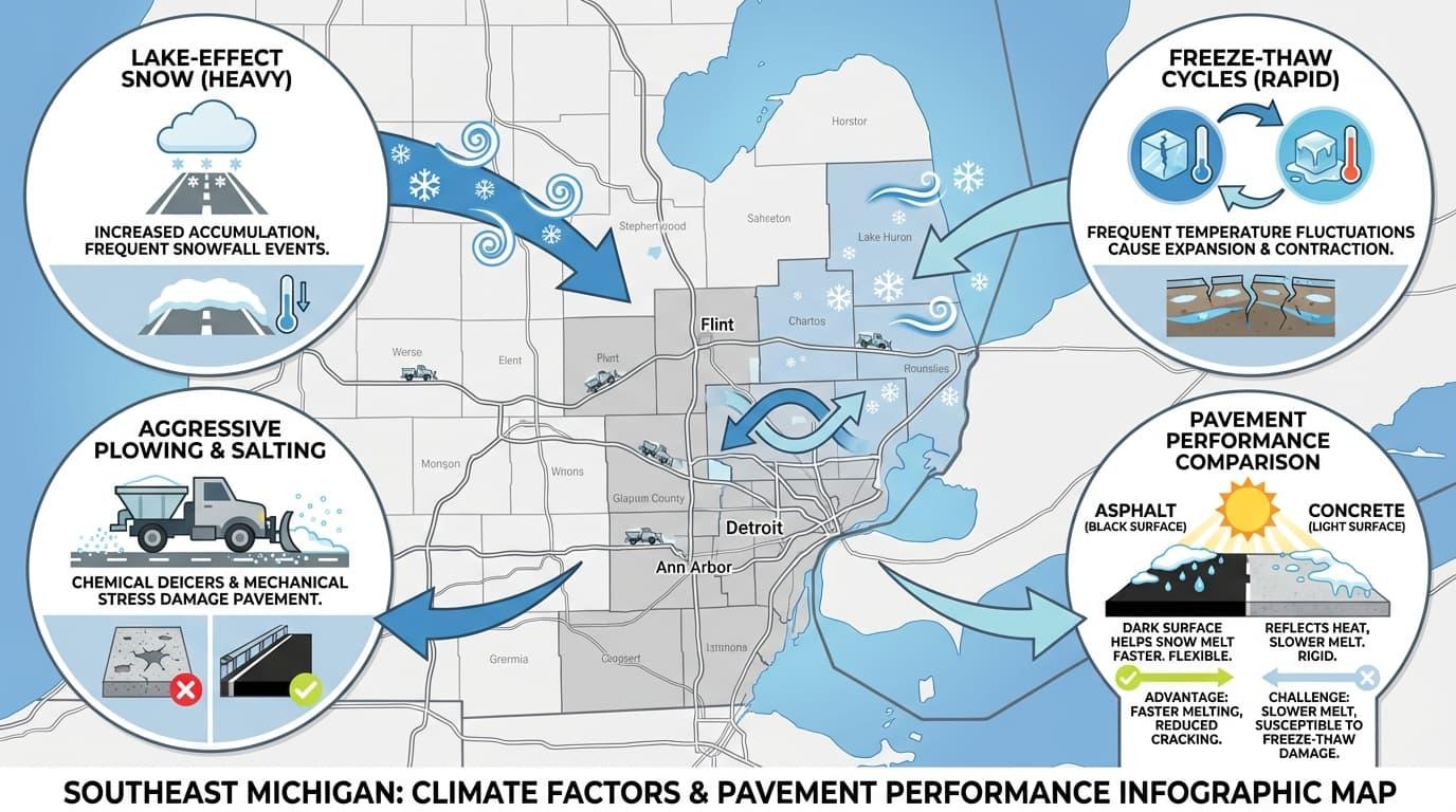 Why Does Southeast Michigan's Climate Favor Commercial Asphalt?