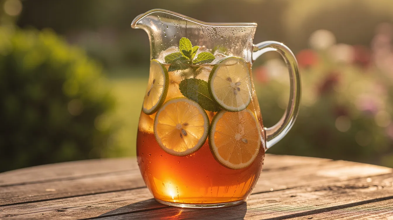 Dzbanek lemoniady herbacianej z cytryną, limonką, miętą i lodem
