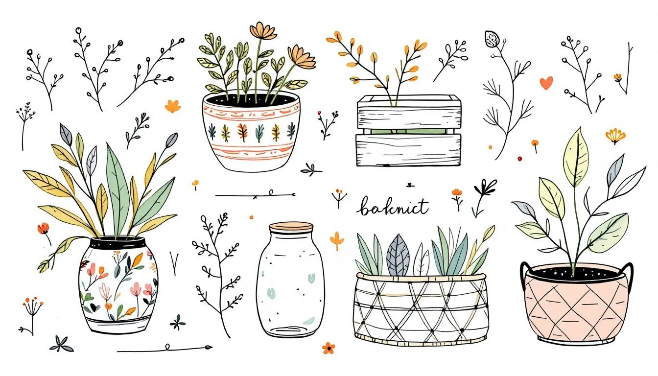 Different types of decorative containers suitable for plant gifts.