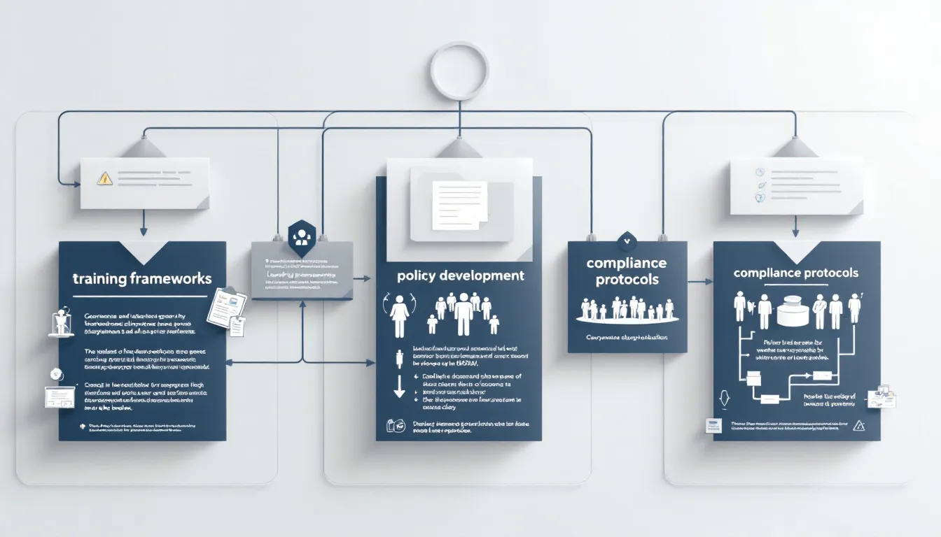 An illustration of governance and management support for nonprofits, highlighting training and policy development.