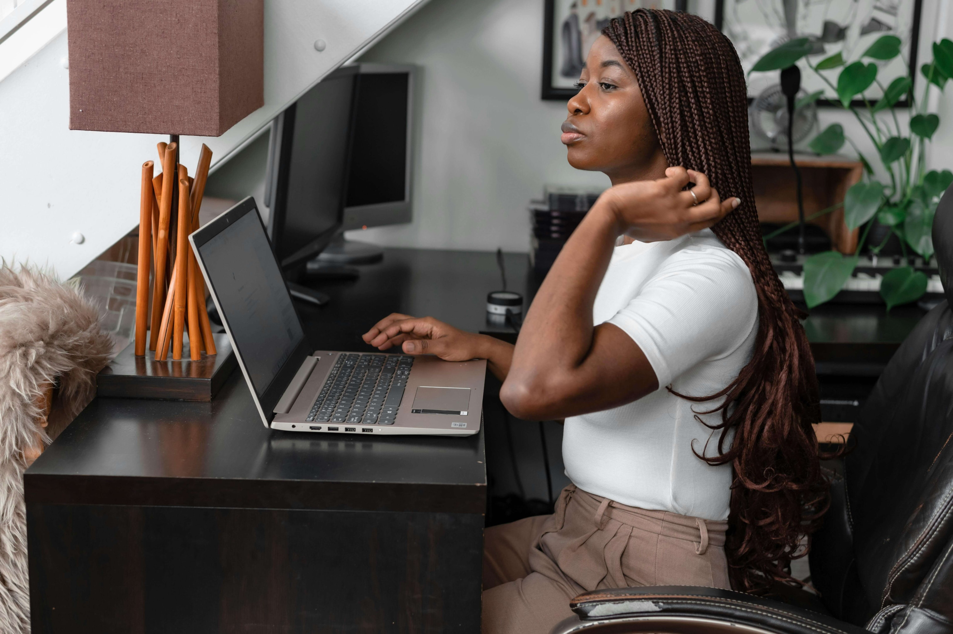 A lady using a laptop