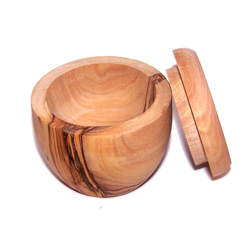 Olive wood container with lid