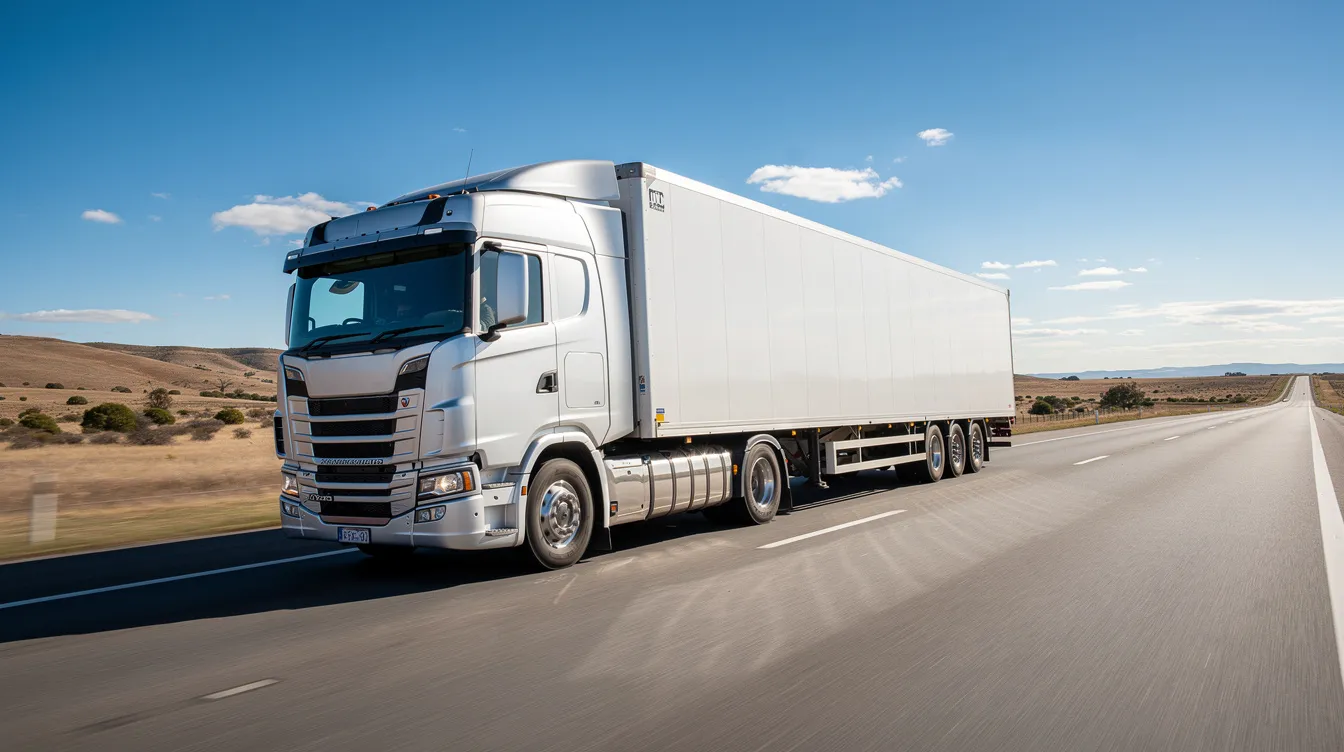 A professional transport truck is seen driving along an open highway during daylight, showcasing the vehicle transport process. This image highlights the importance of proper vehicle preparation, including ensuring the car's condition and removing personal belongings before shipping.