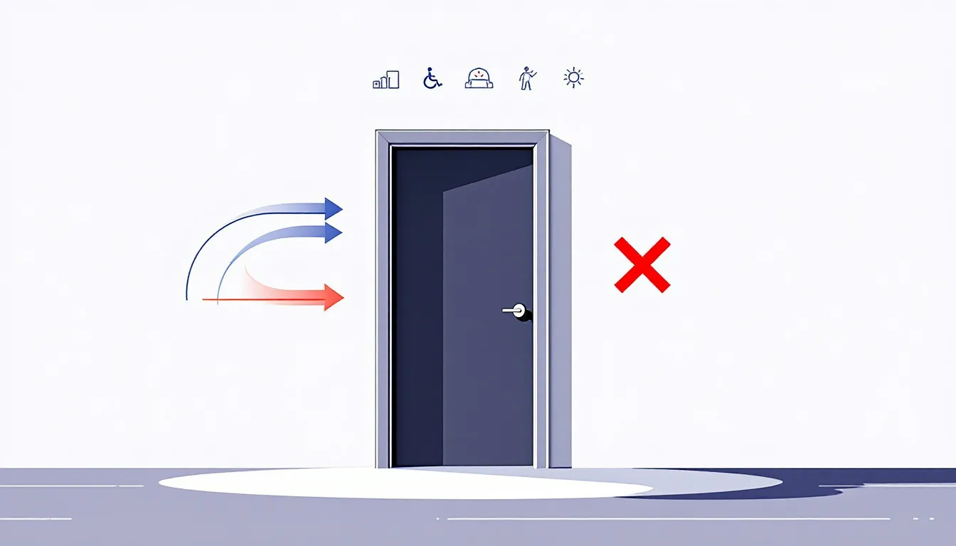An illustration showing the importance of proper door positioning.