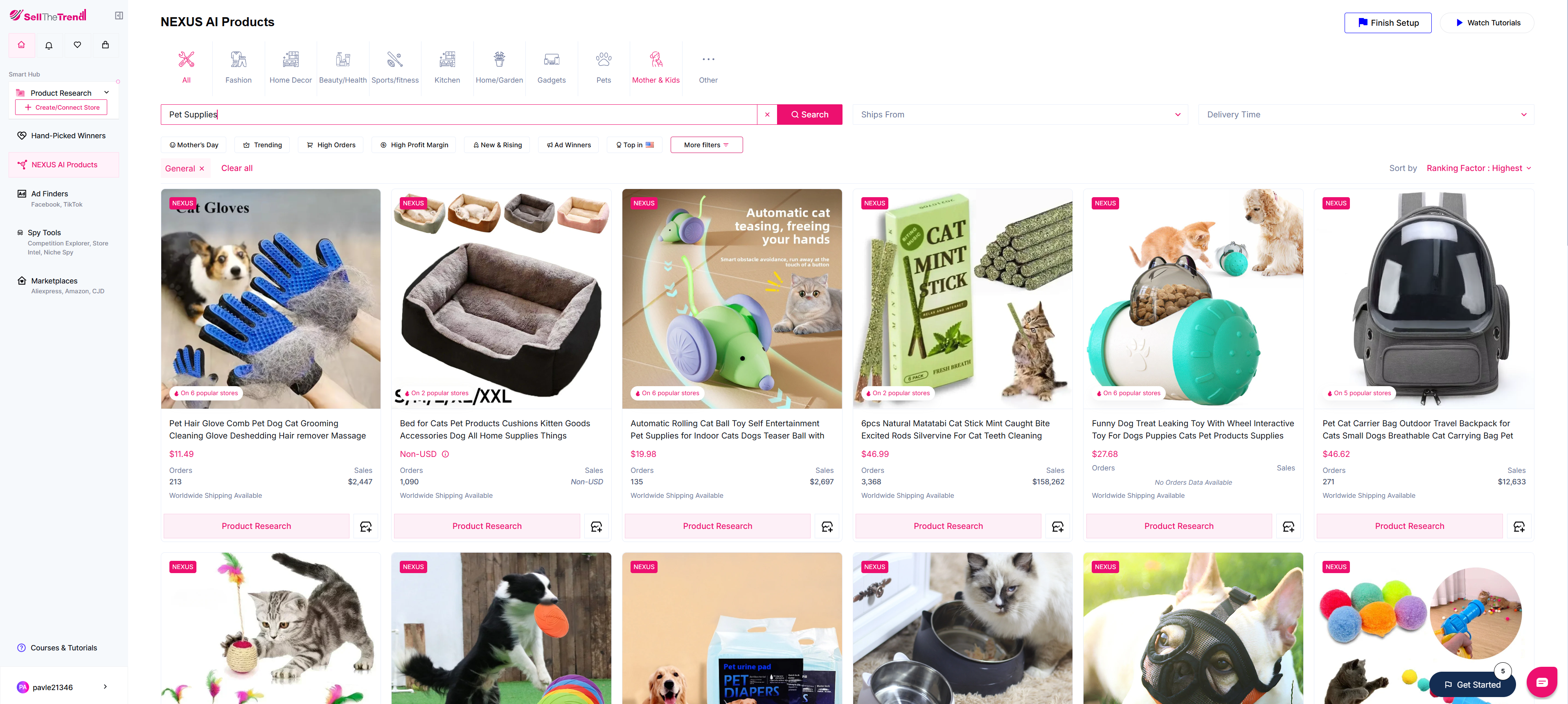 sell the trend interface for pet supplies
