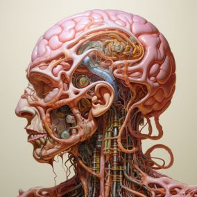 human brain with traumatic brain injury