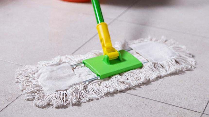 White cotton mop head on the floor