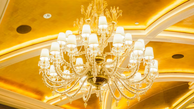 E26 bulbs in a chandelier in commercial setting